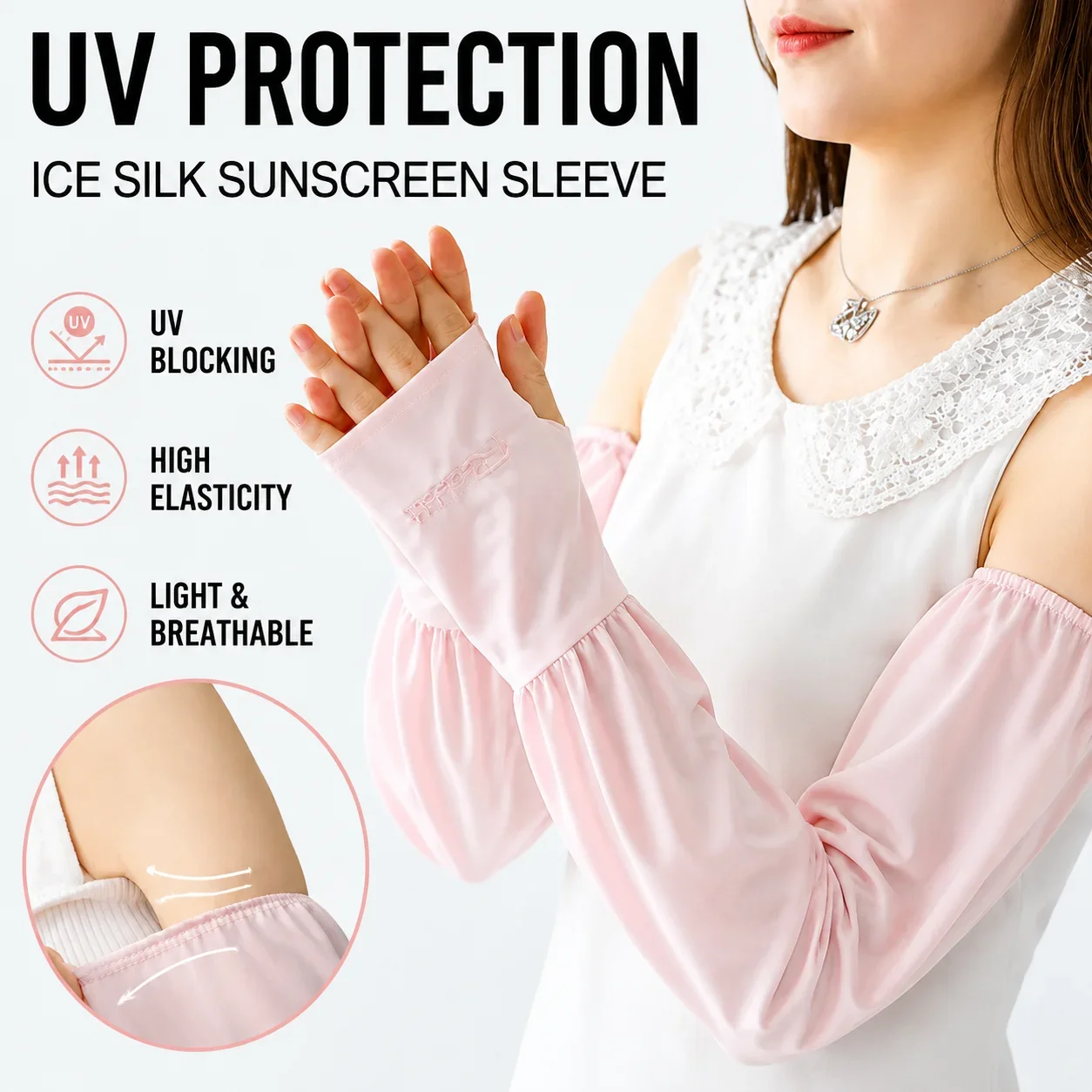 Summer Loose Sleeve Soft Thin Breathable Long Length Anti-ultraviolet Arm Glove Sunscreen Driving Ice Silk  Sleeve for Women