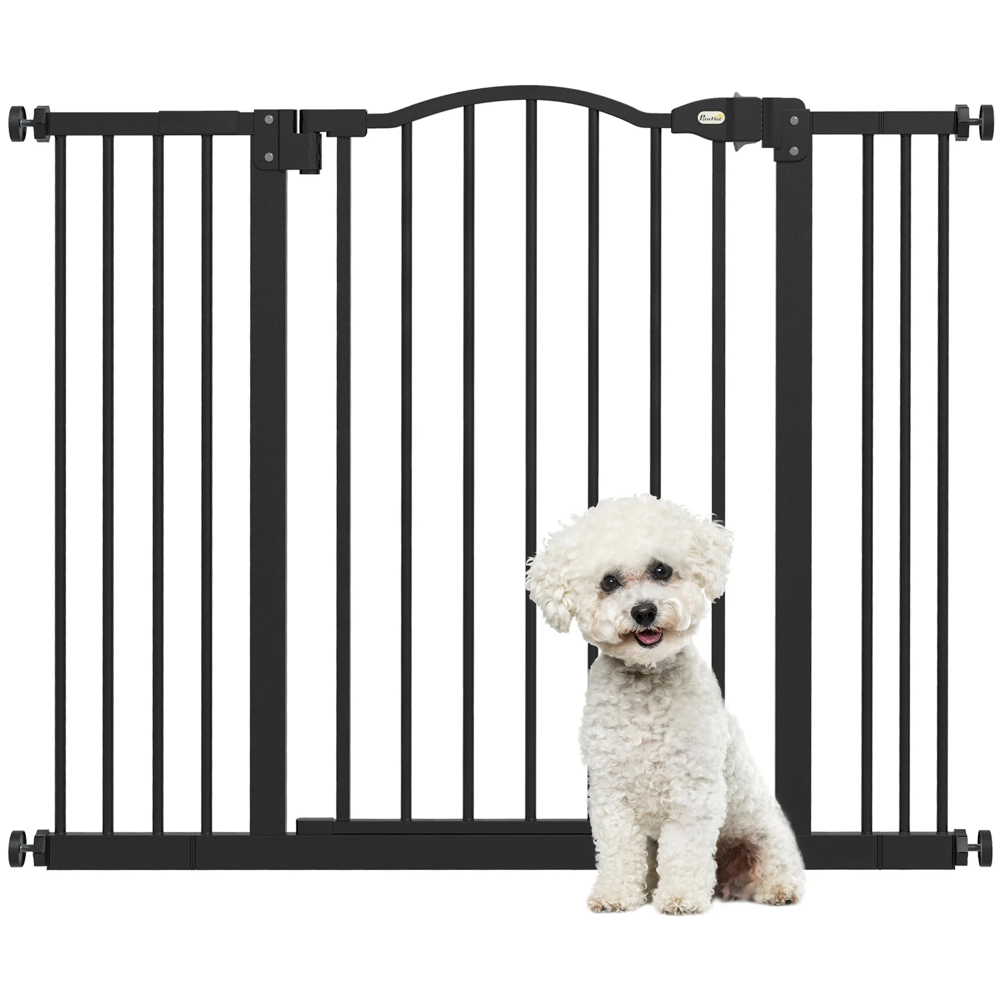 Barriera per cani Pawhut con larghezza regolabile 74-87/100 cm Barriera di sicurezza per cani con 1 prolunga nera