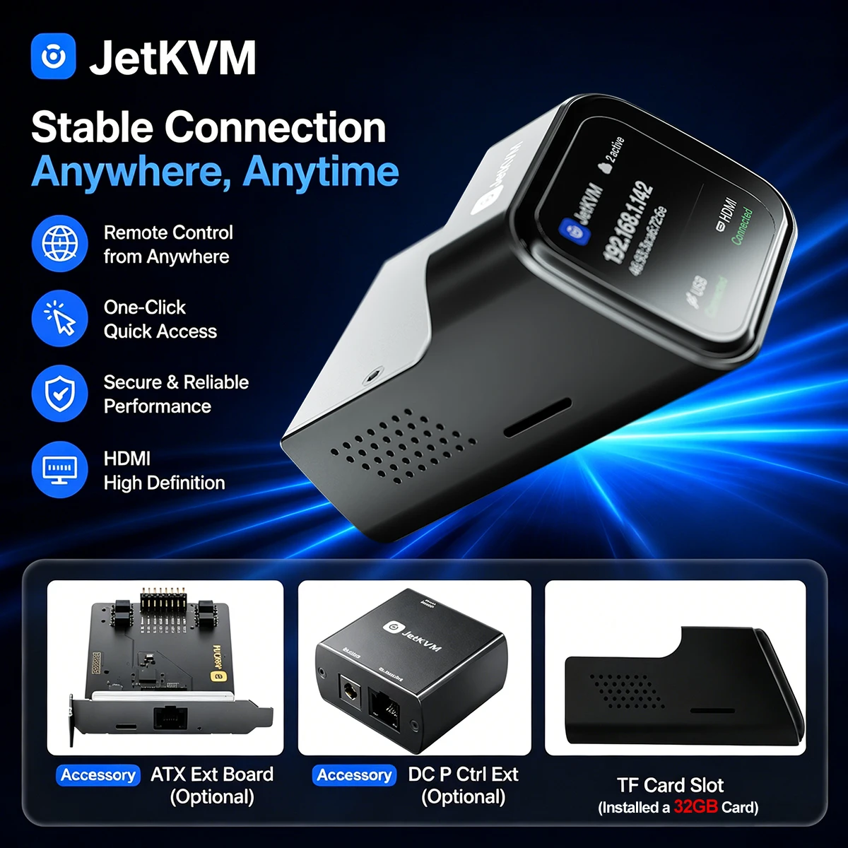 JetKVM KVM Over IP Remote BIOS Control HDMI USB Remote Server
