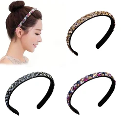 Teeth Non Slip Full Rhinestone Headbands Crystal Hairbands for Women Girls Bezel Hair Hoops Makeup Wash Face Hair Accessories