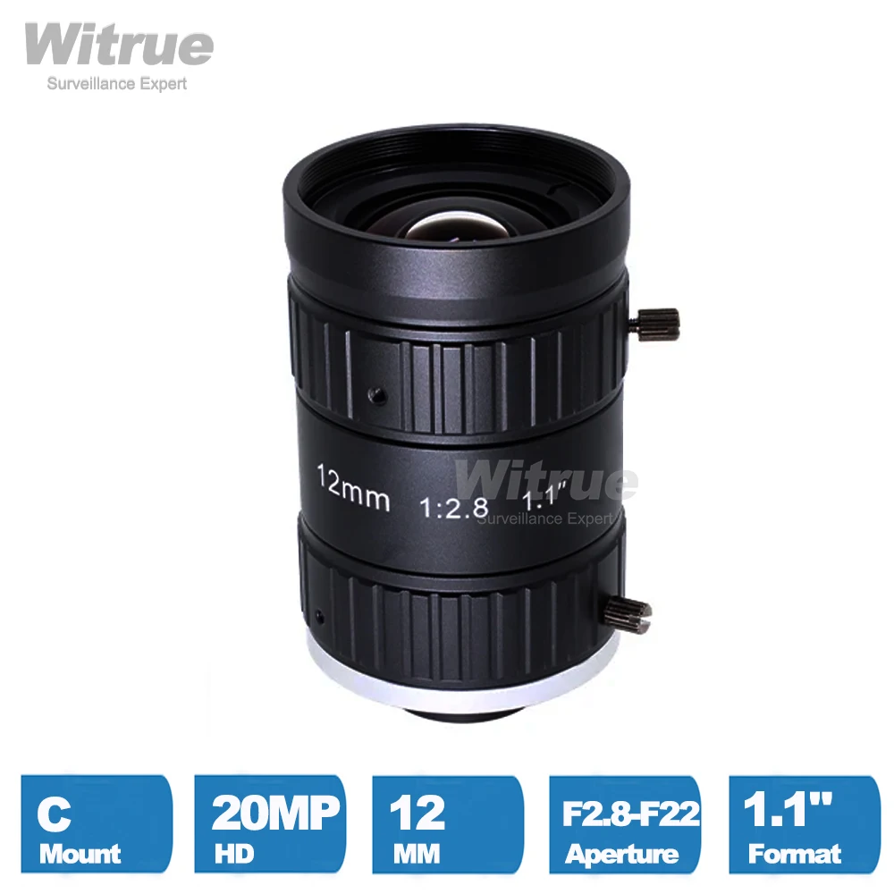 

Witrue HD 4K 20MP Lens 12mm C Mount Format 1.1" Aperture F2.8-22 Machine Vision Manual Iris Low Distortion FA Lenses