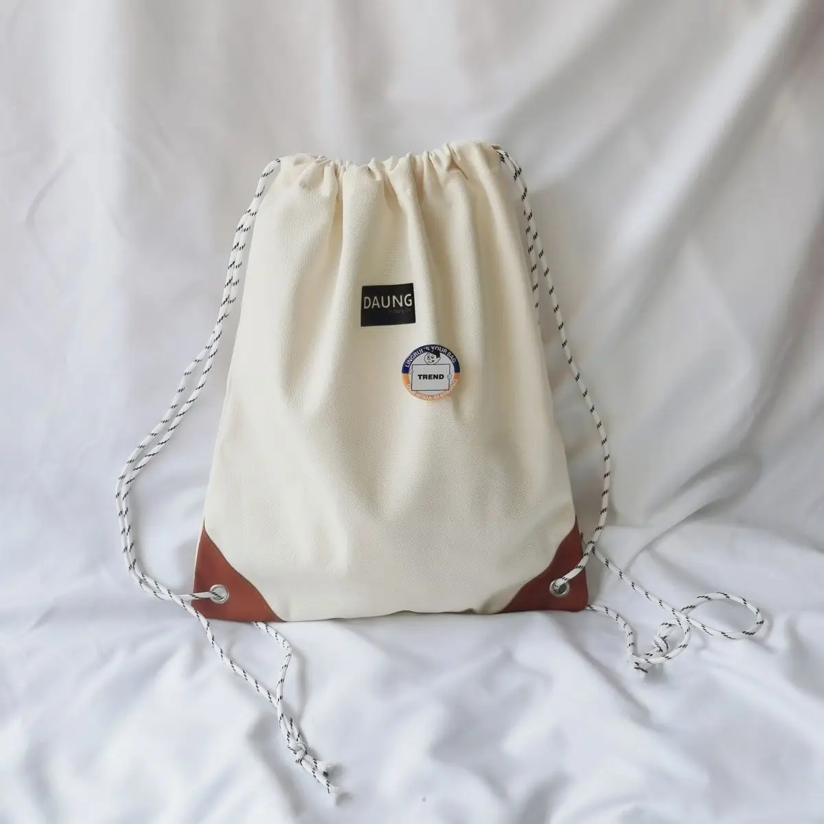 New Canvas Large Capacity School Casual Sports Fashion Backpack Travel Student Storage Drawstring Bag