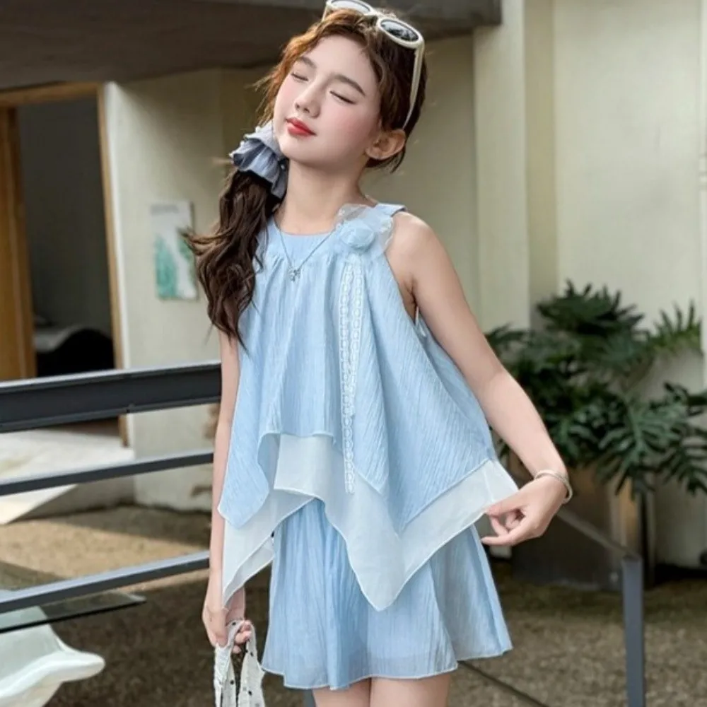 

Шорты с 3D розами и оборками, платье в корейском стиле, топ на бретельках, детское пляжное платье, шорты с рюшами внутри