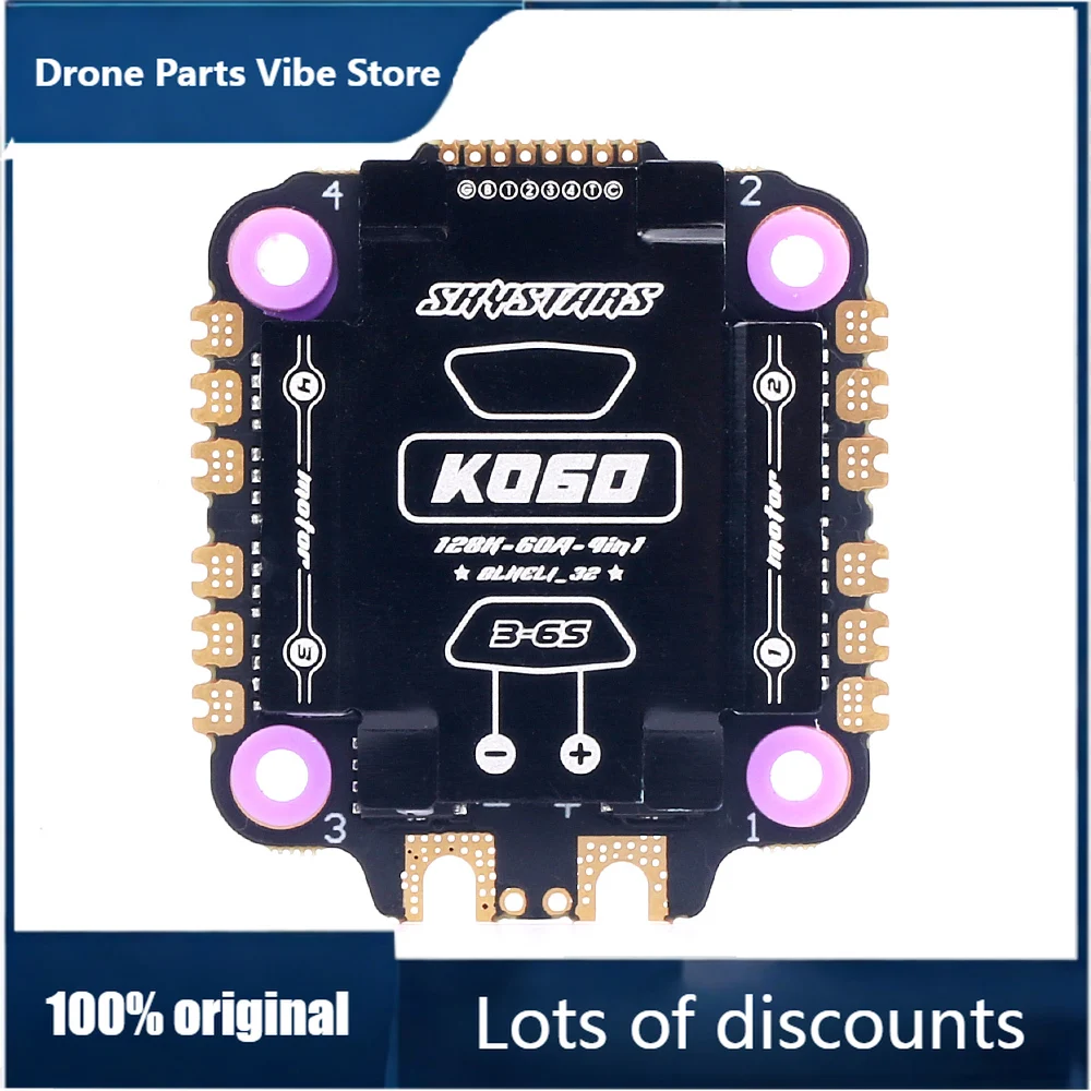 

FySkystars KO60 60A 4in1 ESC AM32 128K 3-6S DShot600 Support Multishot 30.5x30.5mm Mount,FPV ESC For FPV Racing Drone