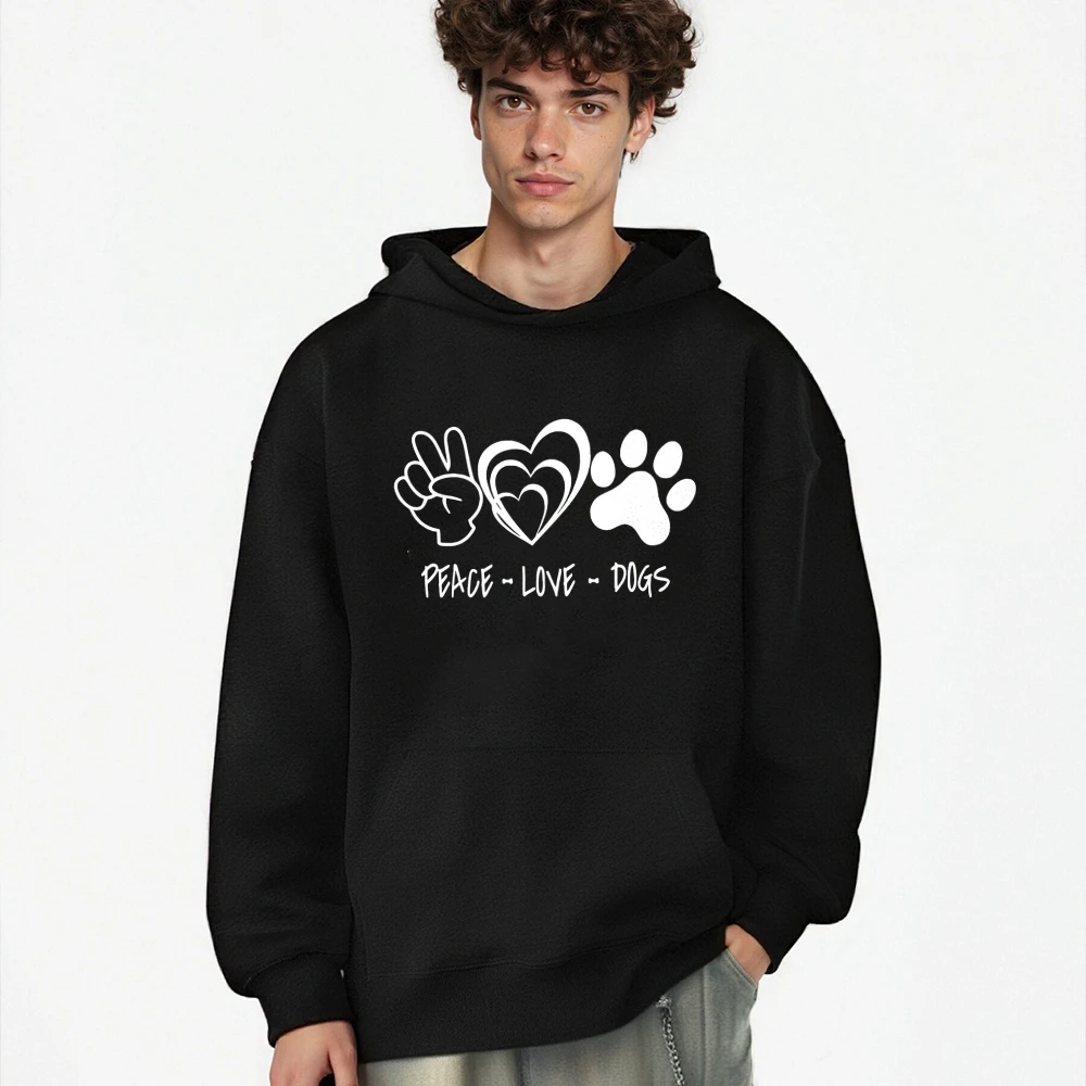 Peace Love Dogs sweat à capuche graphique pour homme Y2K vêtements femmes hommes vêtements automne hiver sweats à capuche à manches longues haut portant