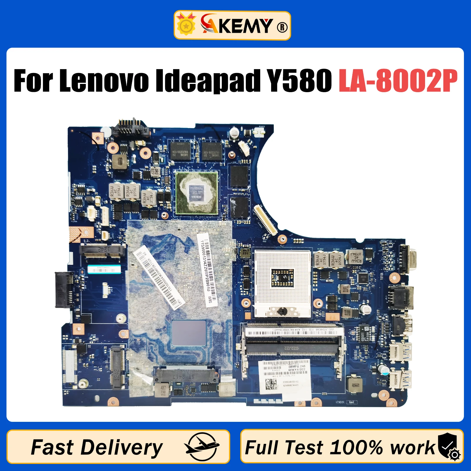 

Материнская плата AKEMY QIWY4 LA-8002P для ноутбука Lenovo Ideapad Y580 с GTX660M 2G GPU HM76 100% протестирована хорошо