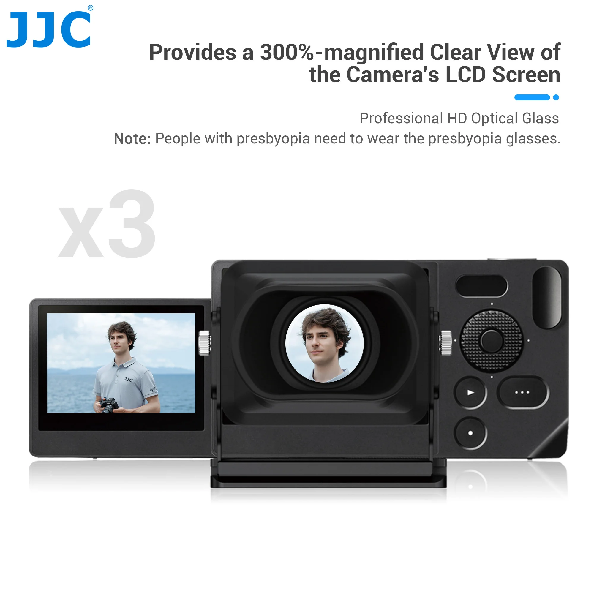 JJC Visor LCD plegable 3X Extensor de cámara Ocular para cámara Sigma BF Compatible con placa tipo Arca-Swiss