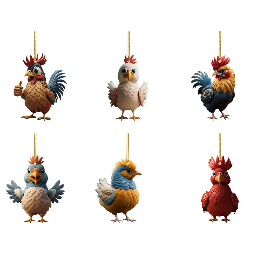 Exquisite Animal Pendant Cartoon Rooster Pendants Acrylic Lightweight Cartoon Cock Lovely Art Craft Ornament