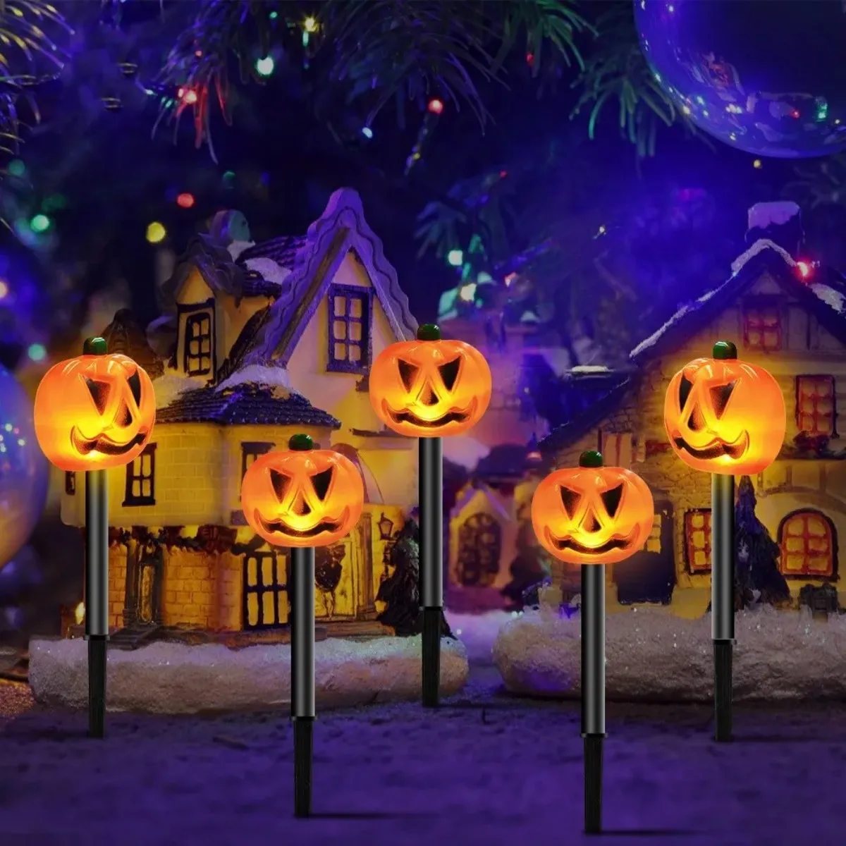 1 zestaw Halloween Pumpkin Garden Solar Stake Lights Zewnętrzna wodoodporna dekoracyjna lampa dyniowa odpowiednia do dekoracji na Halloween