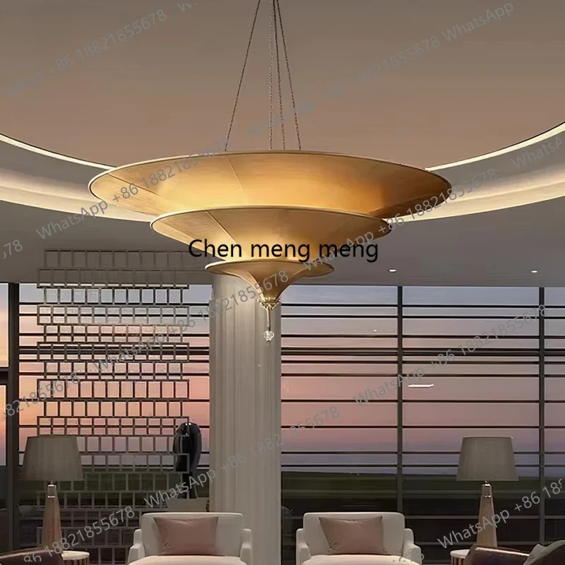 F150 Wabi Sandy Wind Hotel Lobby Restaurant Box Modeling Light New Chinese Stairwell Chandelier