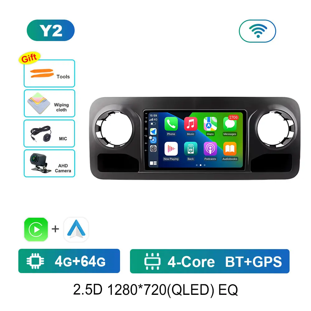 Auto Video Multimedia Speler Voor Mercedes Benz Sprinter Spinway W907 2018 2019 2020 2021 Dsp Stereo Draadloze Carplay Touchscreen