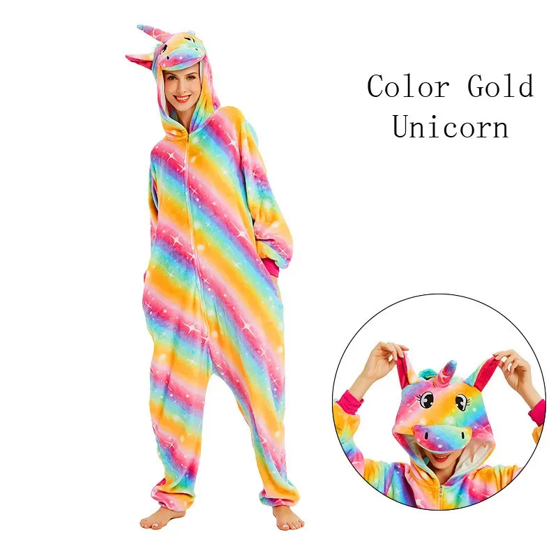 Qq38Unicornio Unisex invierno lindo Panda oso cerdo Onesies mujeres ropa de dormir disfraces de Anime adultos pijamas de franela