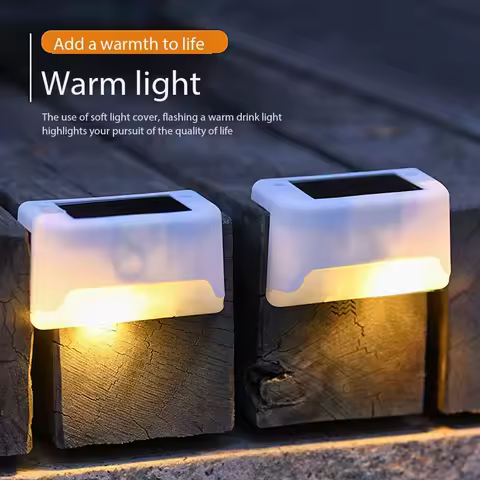 4PCS Solar Step Deck Fence Lights, Solar Step Lights Outdoor Waterproof Led Solar Fence Lamp for Patio, Stairs,Garden Pathway