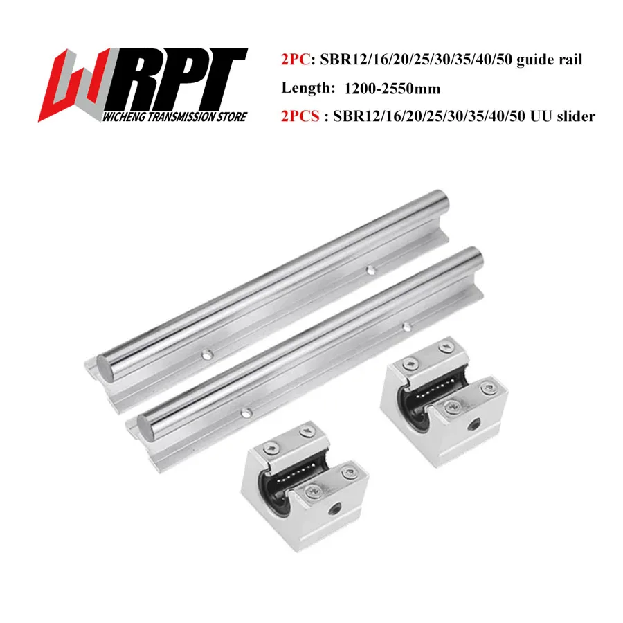 

Linear Guide 2PCS SBR12 16 20 25 30 35 40 50 Length 1200-2550mm 2PC SBR12-50UU Pressure Plate Slider Bearing DIY Mills CNC Parts