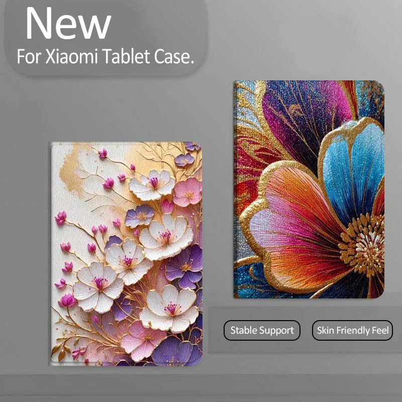 

Colorful Flower Gold Pattern Tablet Case For Xiaomi Redmi Mini Pad SE K 2 4 5 6 7 8 2023 2025 11 8.8 11.2 10.1 Pro Gift