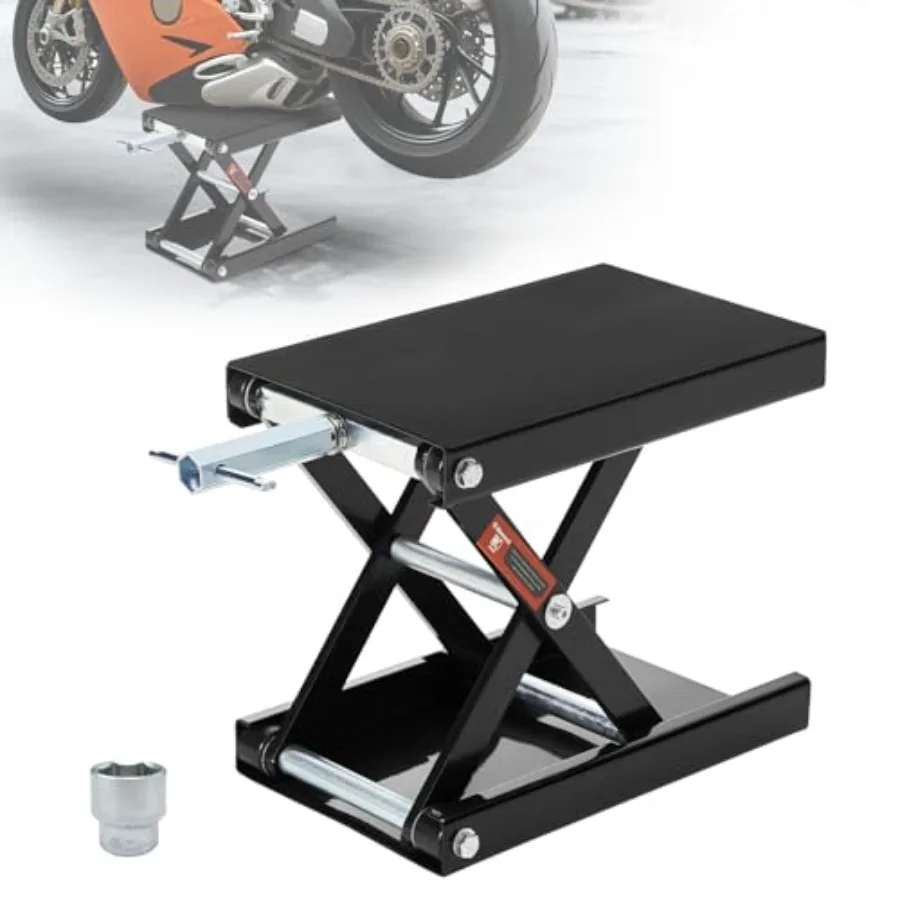 

Motorcycle Lift Scissor Jack 1200 LB Ccity Wide Deck Hoist Stand Maintenance Bikes ATVs Garage Repair Center Stand Lift Jack Bl