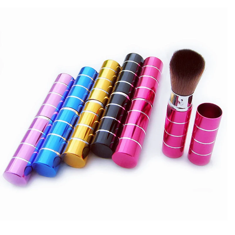 1 個格納式ブラシメイクブラシパウダーブラッシャーパウダーブラシミニソフトナイロン毛多機能ポータブル金属ハンドル付き
