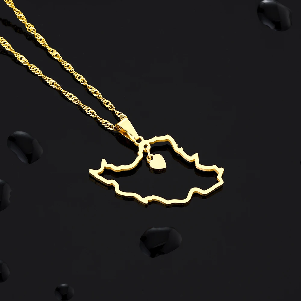 Mode Herz Iran Karte Anhänger Halskette Edelstahl Männer Frauen Schmuck Silber Farbe Gold Farbe Iranische Halsketten Geschenk – Detail 3