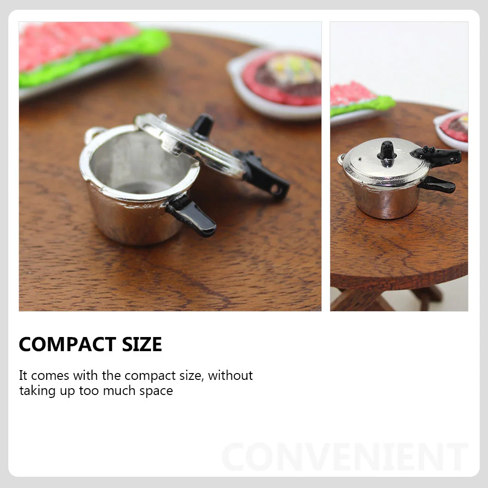 2 PCS Pressure Cooker Model Mini Decoration Kitchen House Toys Cookware Miniature Baby