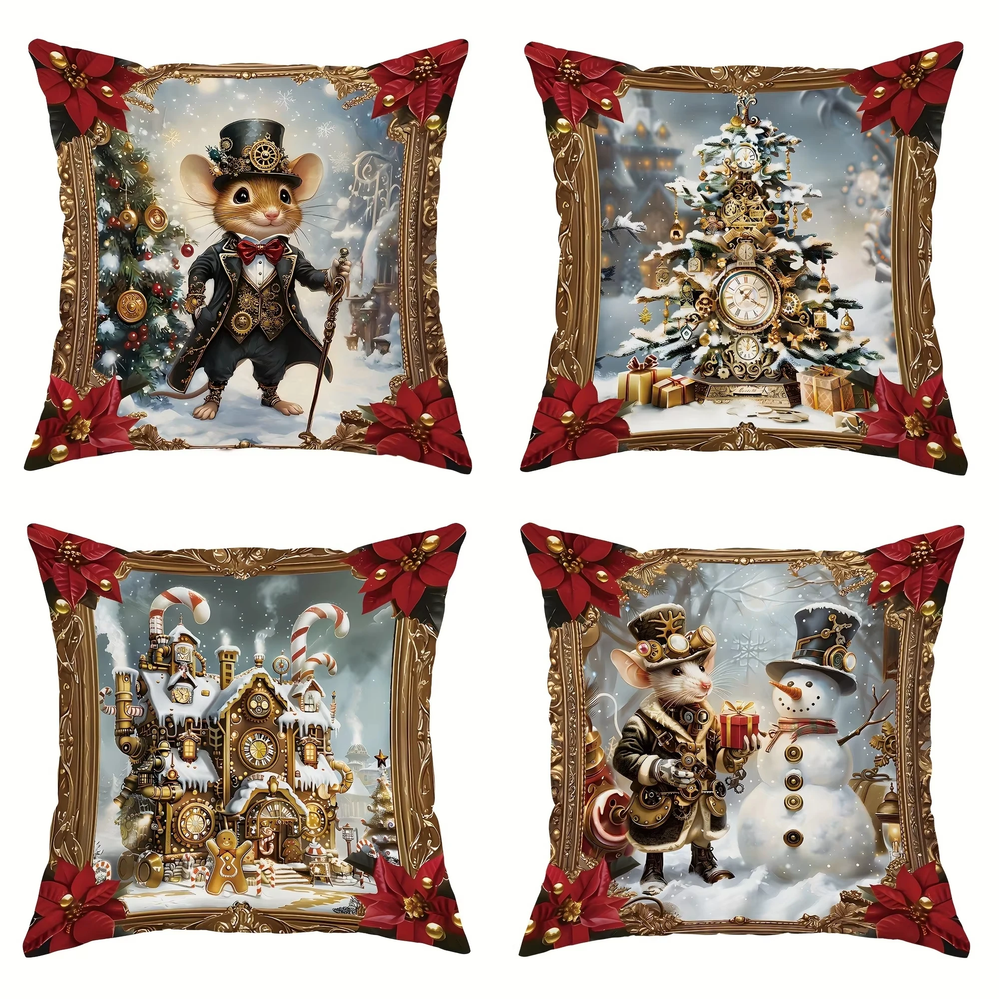 Multi-size New Year Steampunk Cushion Cover Pillowcases Merry Christmas Decoration  Pillow Cases High Quality Home Xmas Ornament