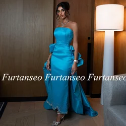 Elegant Mermaid Prom Dress Saudi Arab Party Gown Strapless Sleeveless Beading Sequined Ankle Length Dubai Party Gowns