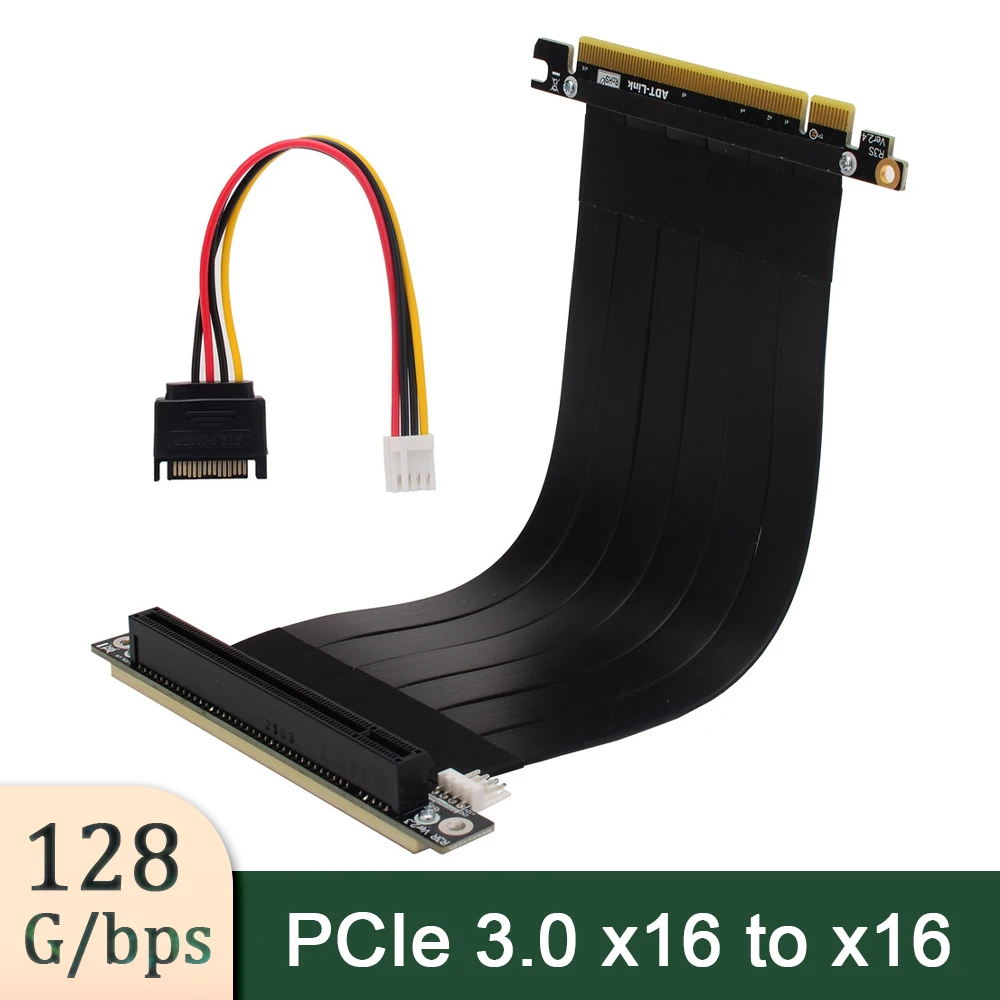 

ADT-Link R33SR-PW ETH Mining PCI- E 3.0 X16 to 16X Male to Female Riser Extension Cable For RTX 3060 Nvidia 3070 Ethereum Miner