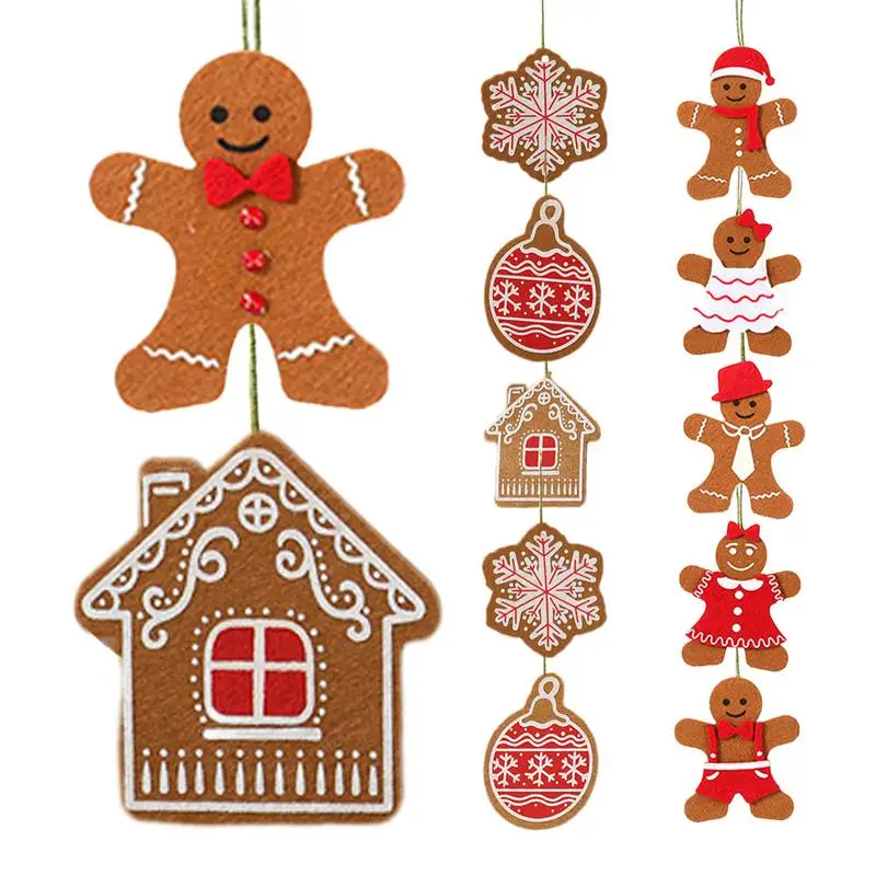 6pcs Gingerbread Man Ornaments Doll Christmas Decoration Pendants Xmas Tree Hanging Ornament Christmas for Home New Year Gift