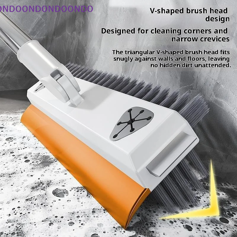 3 In 1 Rotatable Floor Scrub Brush with Squeegee Hard Bristle Cleaning Brush for Shower Wall Patio Tile Deep Clean