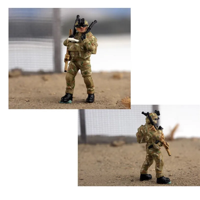 Modelo 1:72 de resina pintada, 4 Uds., figura de acción de soldados de la fuerza de tarea especial, accesorios de escena DIY, colección de muñecos de exhibición, regalos de juguete