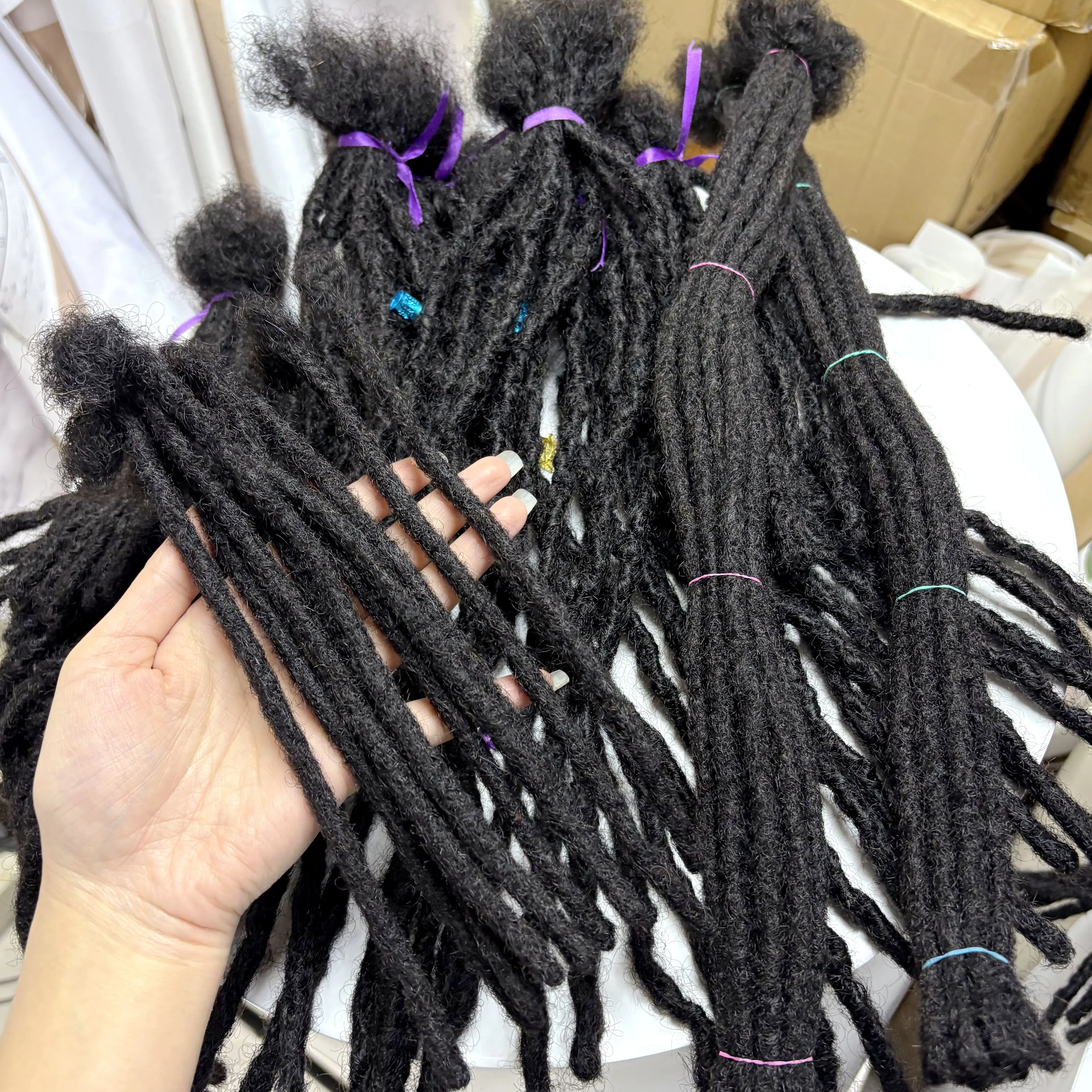 8–14 Zoll, 50 Stränge, natürliche Loc-Verlängerung, Echthaar mit lockigen Enden, 100 % Echthaar, Loc-Dreadlock-Verlängerung für Männer, Frauen, Kinder