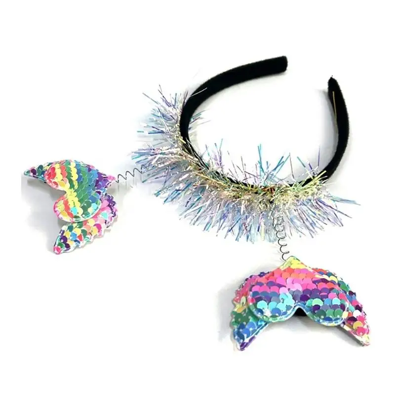 

39BB Luxurious Blingbling Headbands Eye-catching Headwear Wing Party Photo Props Women Headwear Cosplay Accessories