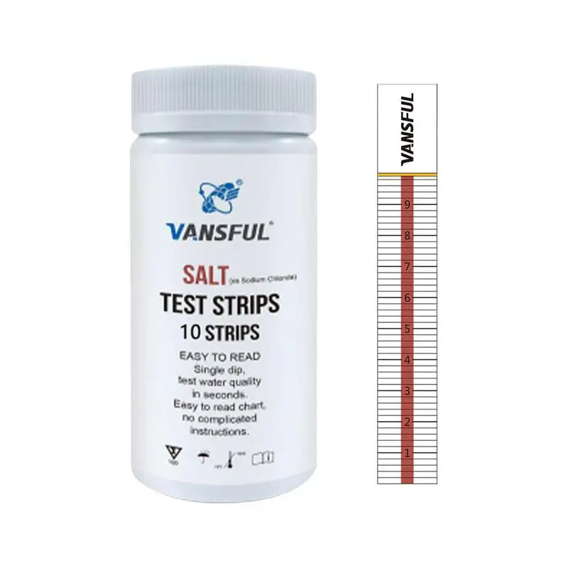 Pool Test Strips Kit para água salgada, Tiras de teste de dureza de água para banheira quente, 10 tiras