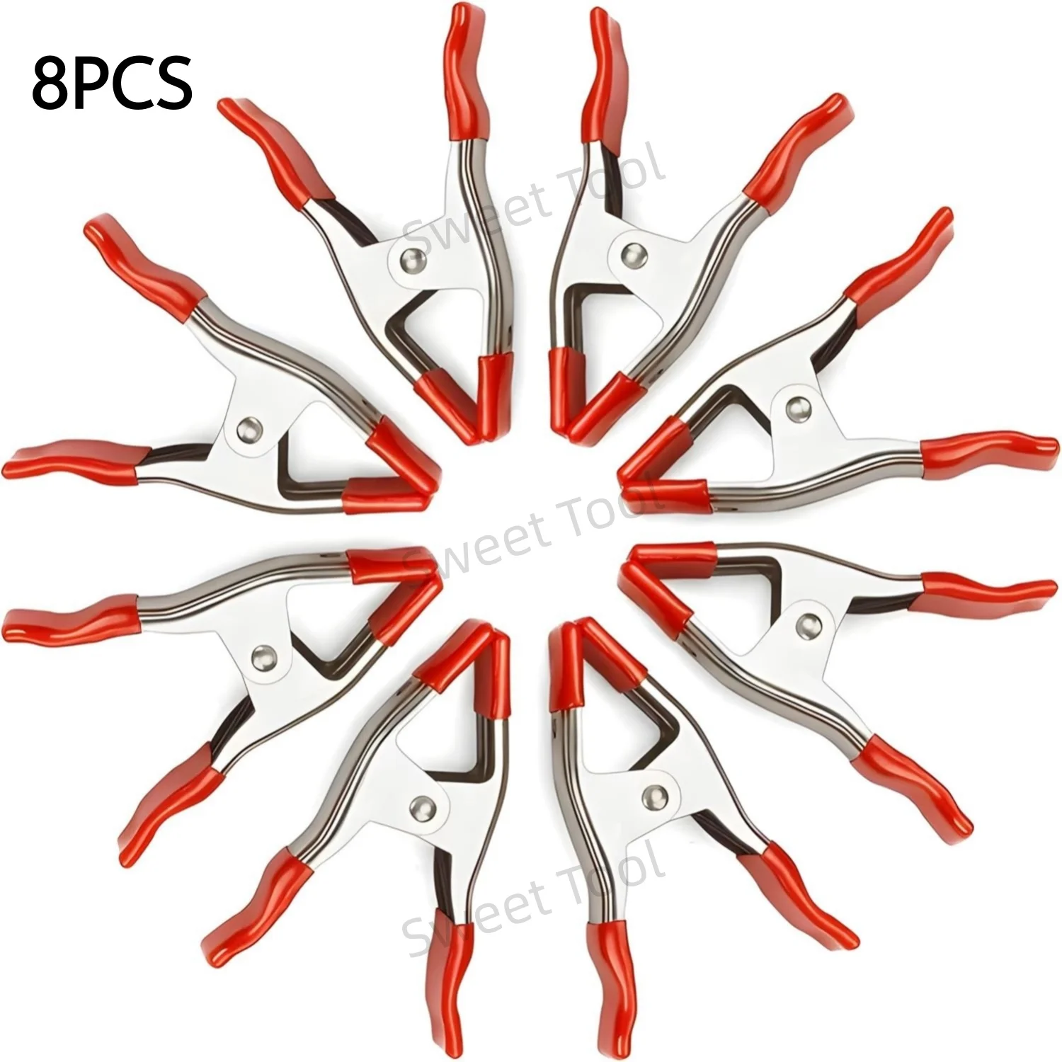 Braçadeiras de mola de metal, 8 peças, 2/4/6 polegadas, clipes de barraca com pontas de borracha, clipes de mola resistentes, braçadeiras para carpintaria, acampamento
