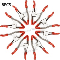 8PCS 2/4/6inch Metal Spring Clamps Tent Clips with Rubber Tips Heavy Duty Spring Metal Clips Clamps for Woodworking Camping