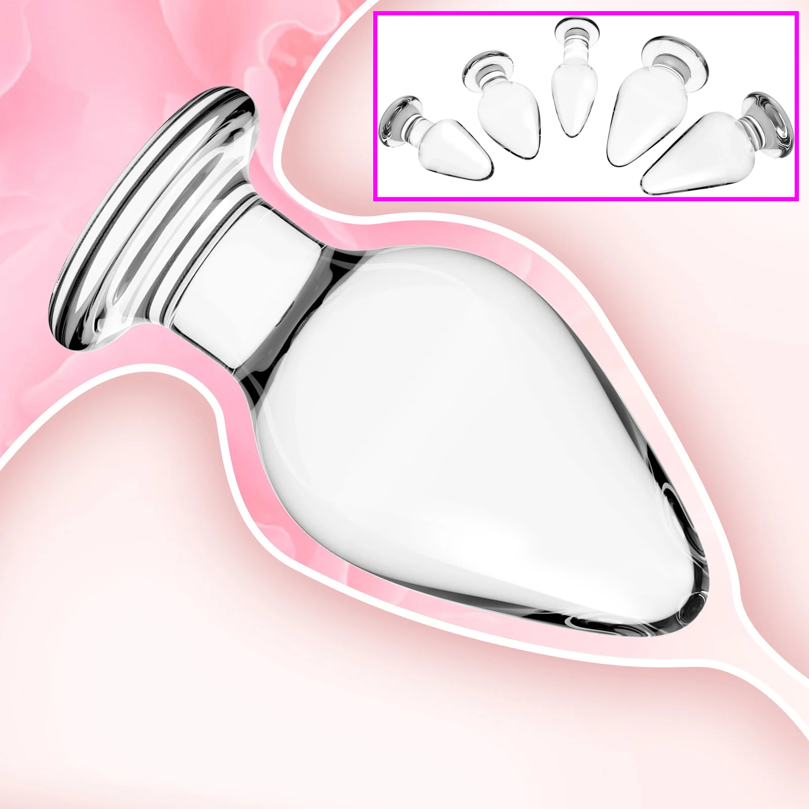 Glas Anal Plugs Perlen Kristall Buttplug mit flacher Basis g Punkt Dildo Erwachsenen Produkte Erotik Waren Sexspielzeug für Frauen Männer Erwachsene 18