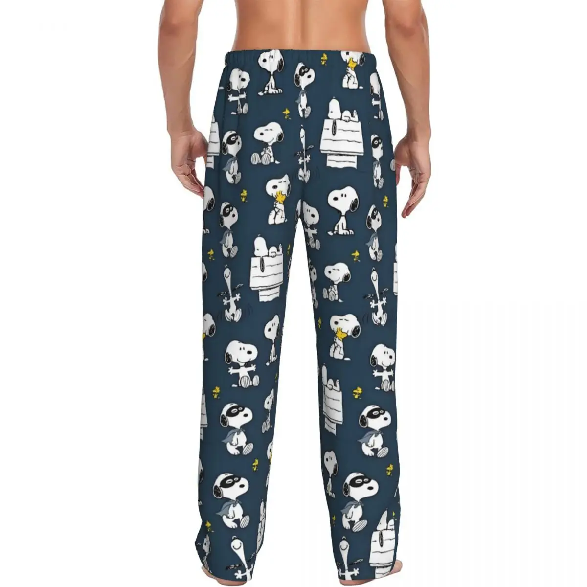 Individuell bedruckte S-Snoopys-Pyjamahose für Herren, niedliche Cartoon-Schlafanzughose mit Taschen