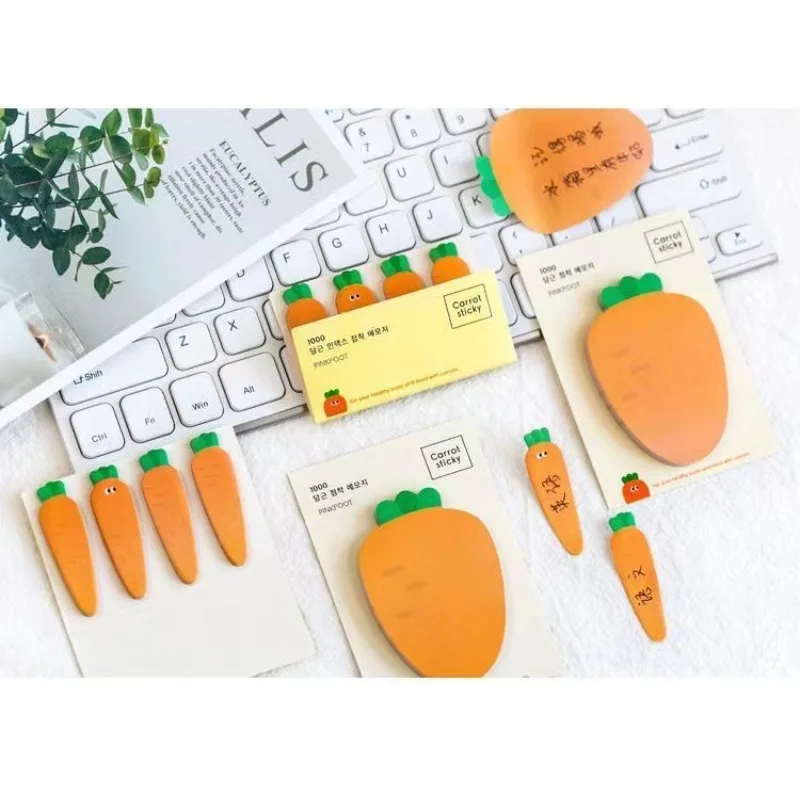 Notas criativas de cenoura, manual de desenho animado, notebook, não pegajoso, pode ser rasgado, n vezes, adesivo de índice transparente