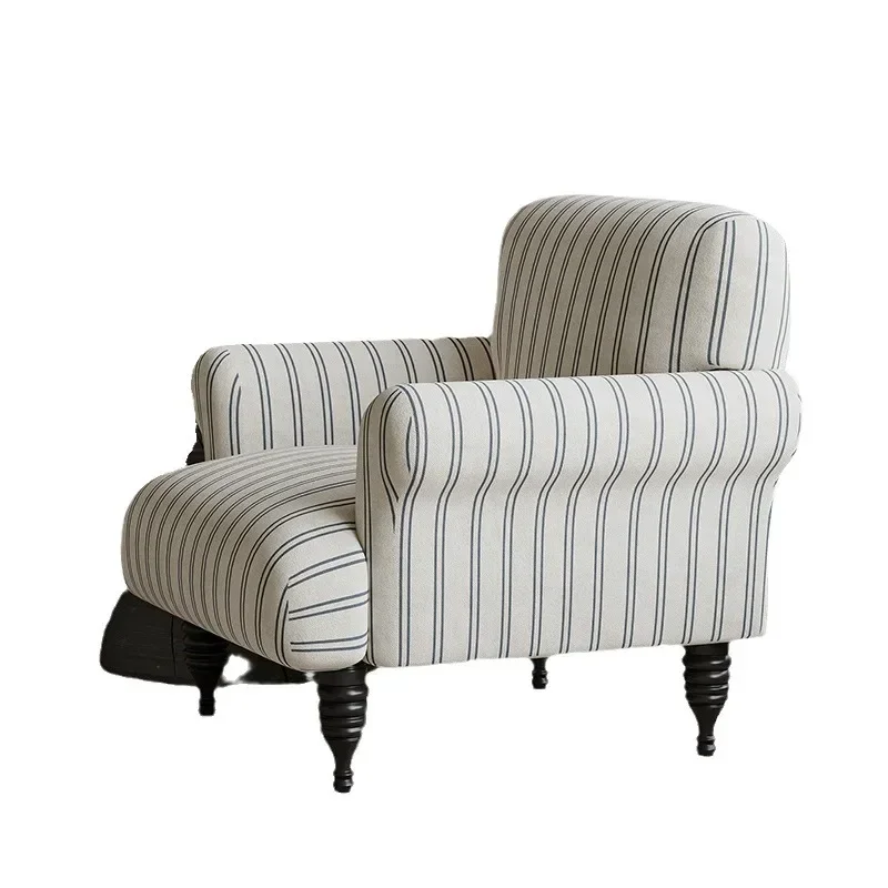 New Arrival Light French Vintage Single Sofa Chair Middle Wabi-Sabi Living Room Homestay Small Apartment Cotton And Linen Design