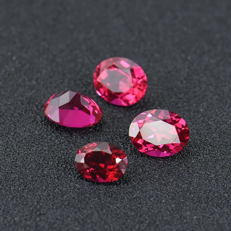 Pretty Ruby Stone Oval Faceted Cut VVS Loose Gemstone Charm Beads for DIY Jewelry Making Precious Stones