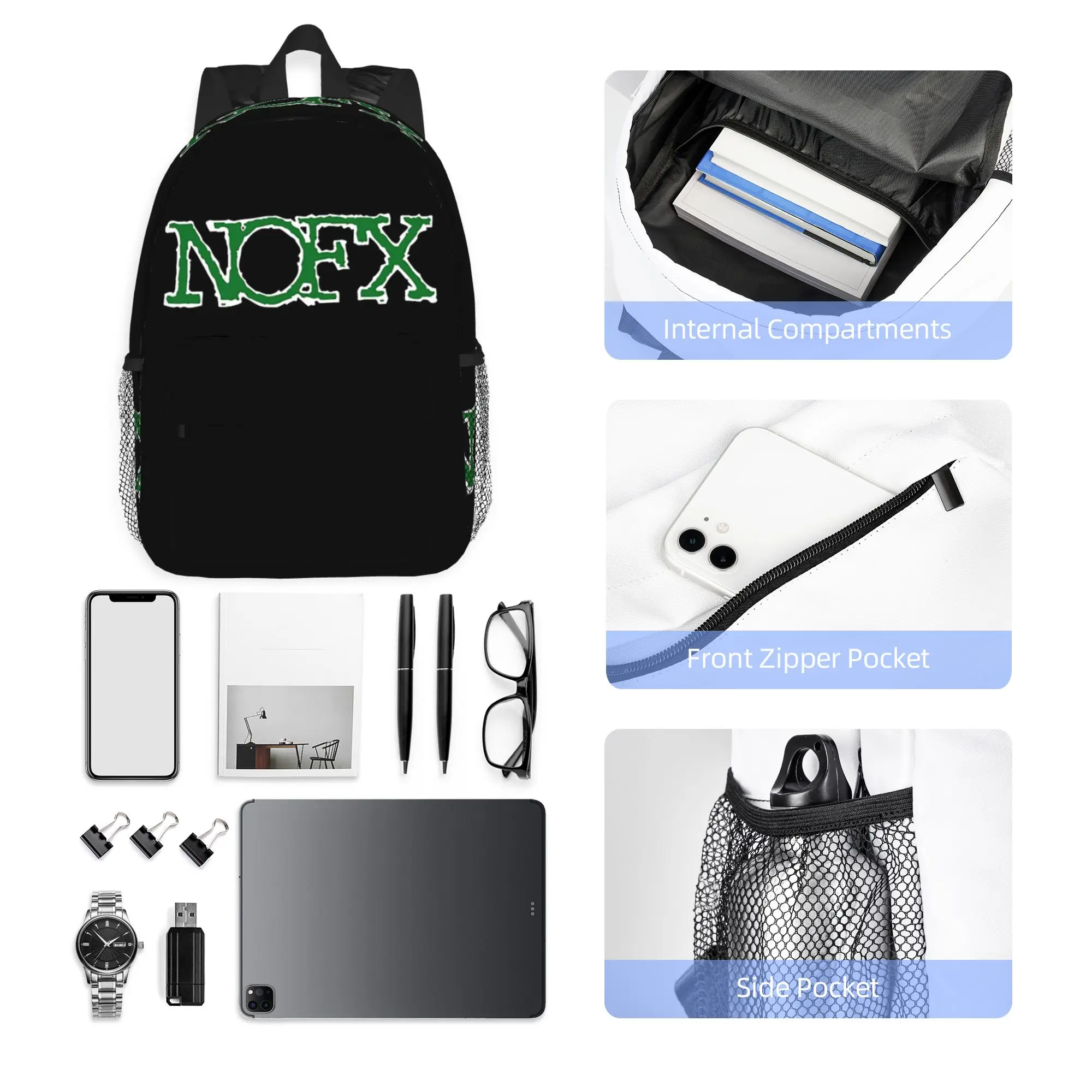 Nofx Band Final Tour Skull Backpack Hot Sale Daypack Large Capacity Boys Girls BookBag Shoulder Bags for Men Women School Bag
