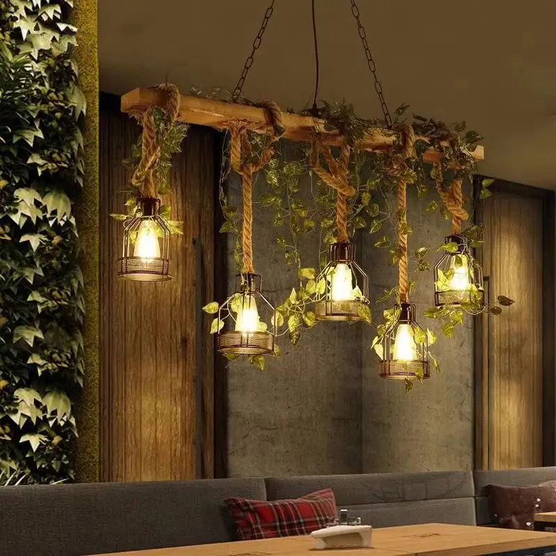 OUFULA American Country Pendant Lamp Retro Creativity Plant Music Restaurant Cashier Counter Bar Cafe Milk Tea Shop Chandelier