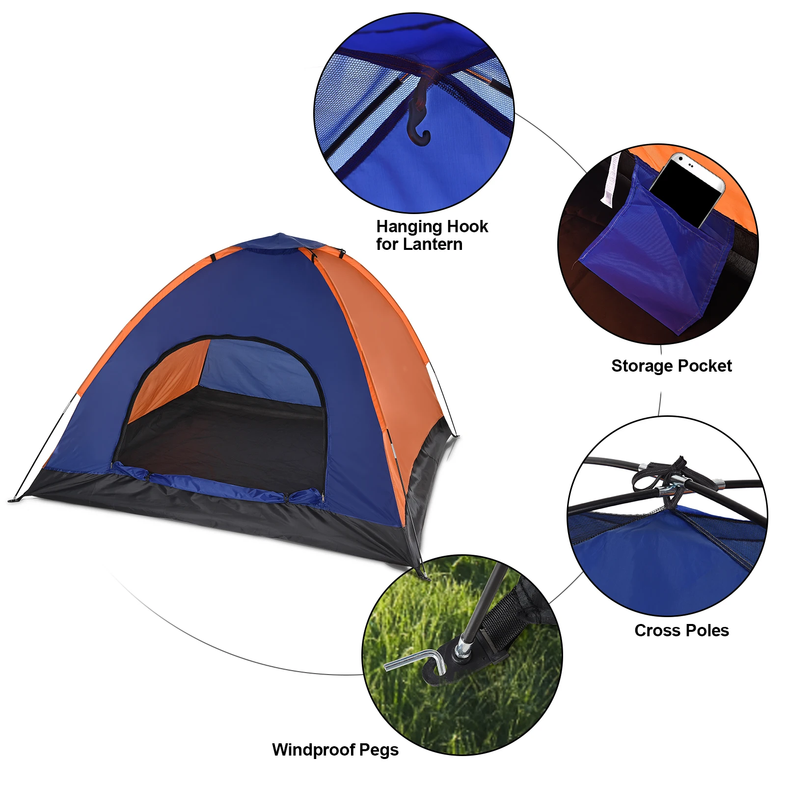 TOMSHOO 3-4 Persons Camping Tent Lightweight Outdoor Backpacking Tent with Rain Fly for Family Camping Hiking Beach Fishing Tent