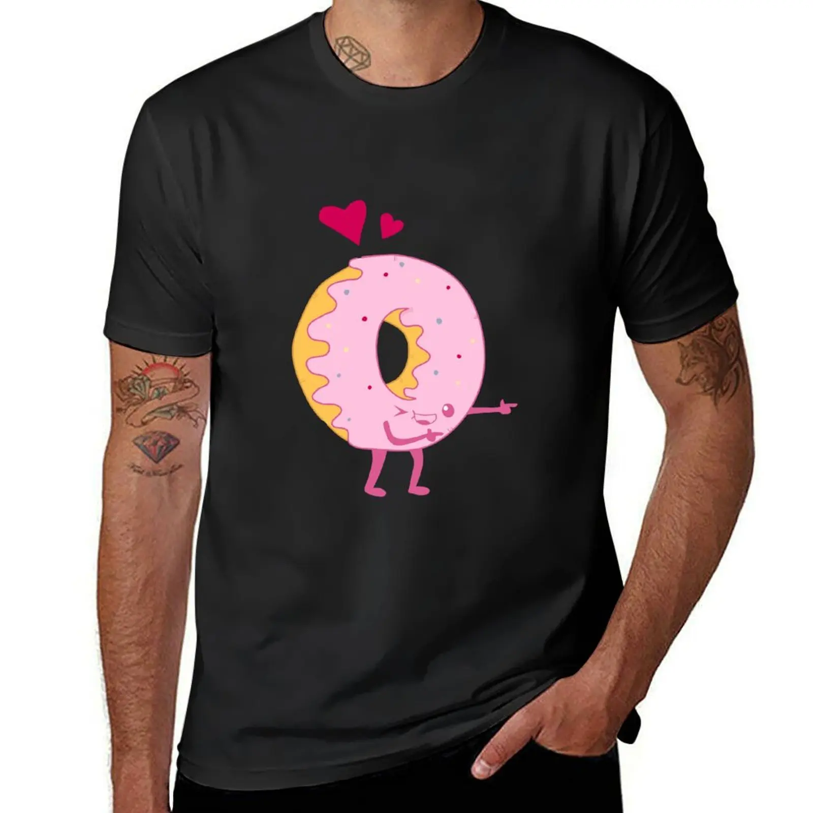 Coffee and Donut Pair - Left T-Shirt summer top vintage t shirt men