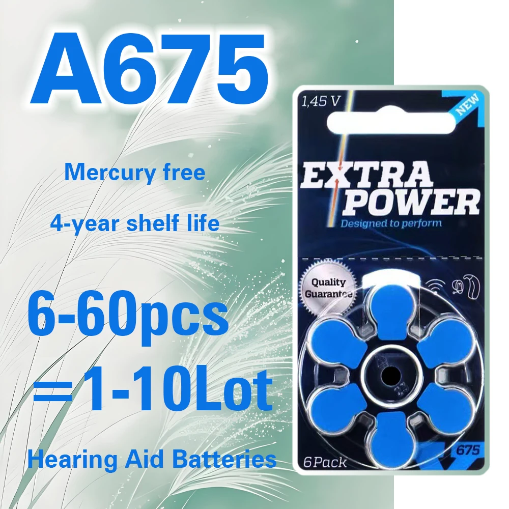 

6-60PCS Rayovac Extra Mercury Free Hearing Aid Batteries Size 675 675A A675 PR44 Battery For Sound Amplifier Accessories