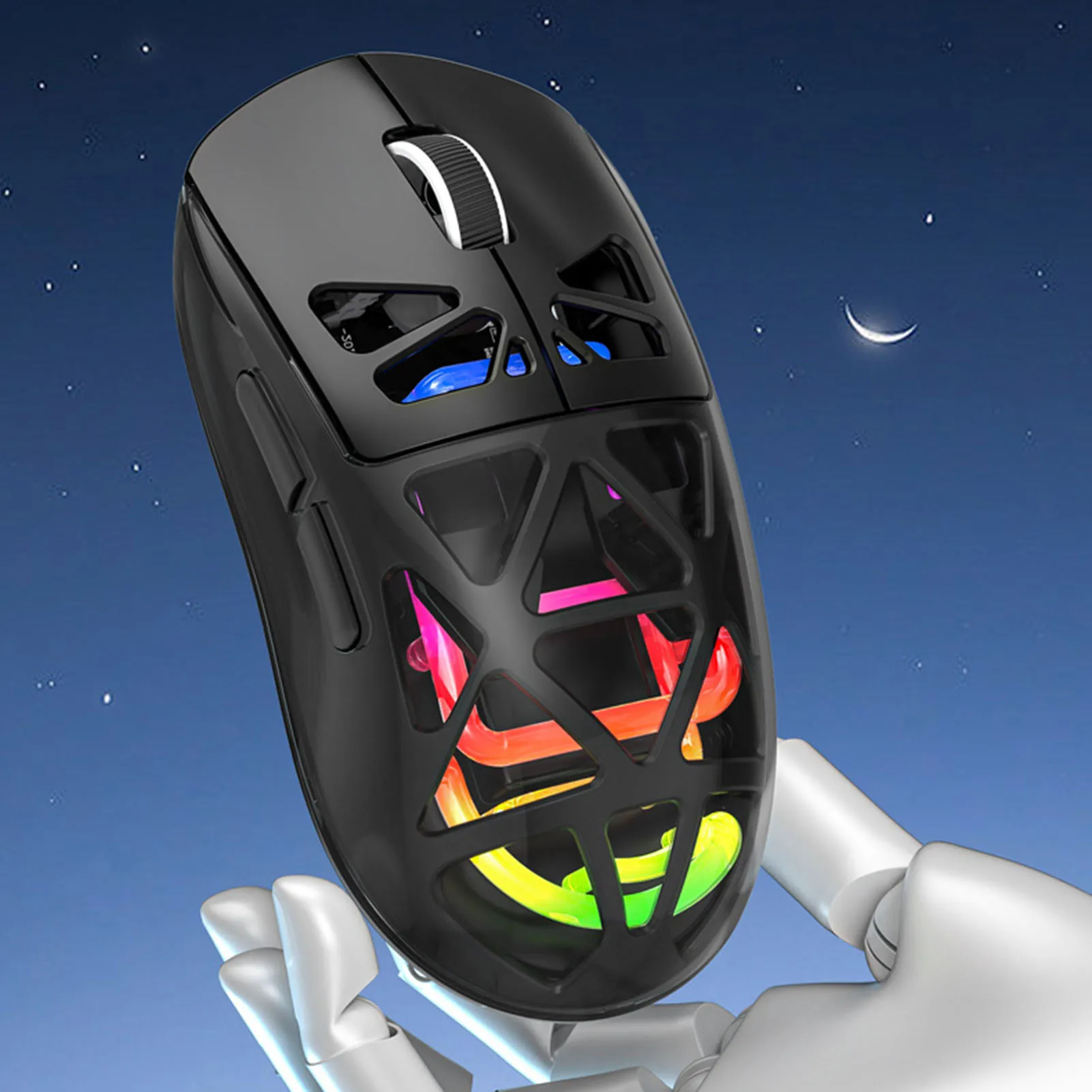 Ratón inalámbrico para juegos ergonómico, 4800DPI, tipo C, con cable, Bluetooth, efecto RGB ligero con receptor para ordenador