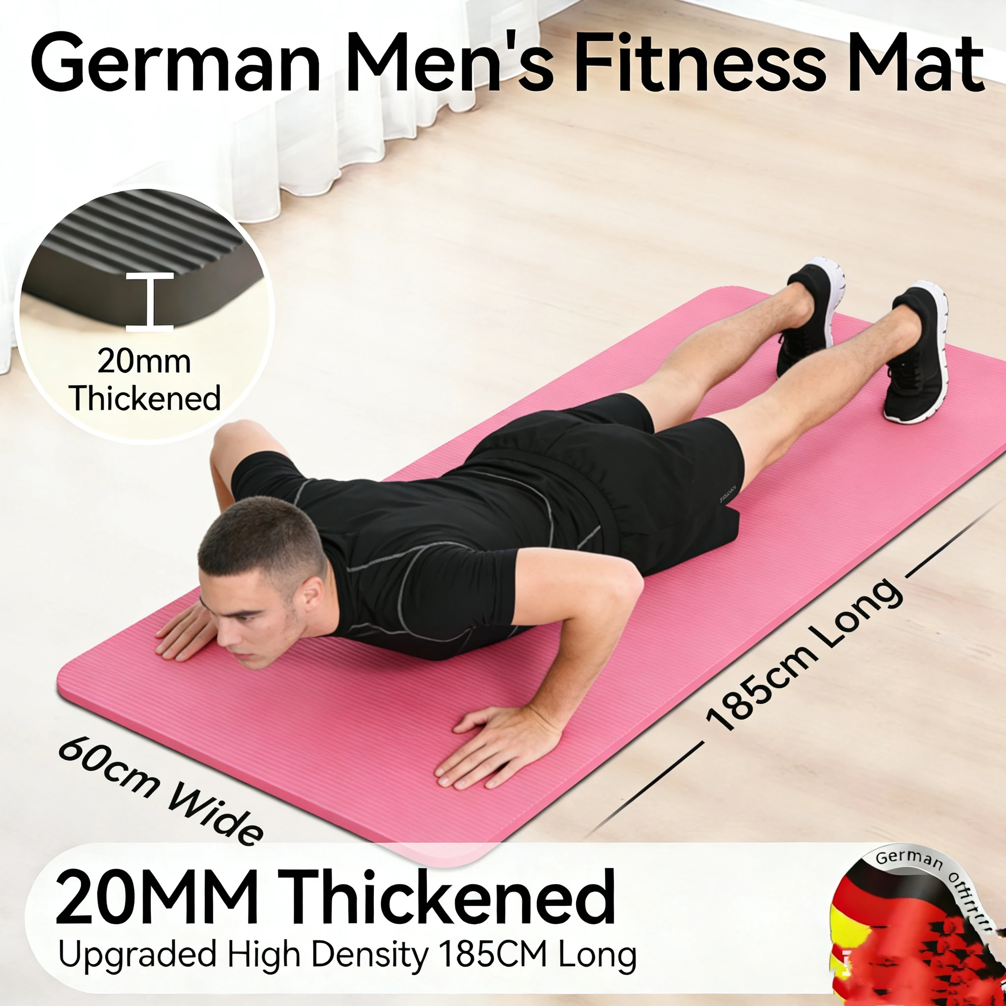 

Утолщенный коврик для йоги 20 мм, 183×60 см, противоскользящий, из комфортного пеноматериала, для занятий йогой, пилатесом и гимнастикой