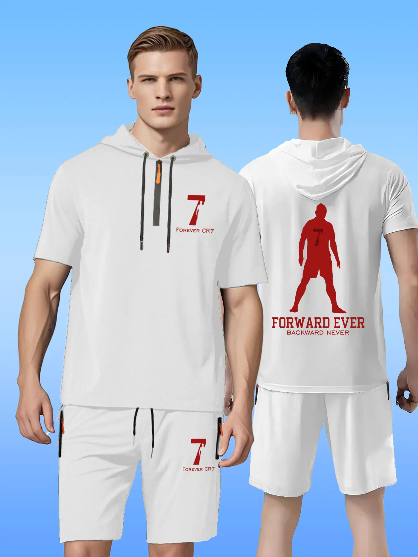 

Mens Sets Summer Suit Jersey CR7 T-Shirts Shorts Tow-Piece Outfit Zipper Pocket Gym Jogging Clothes Loose Fashion Loose Oversize