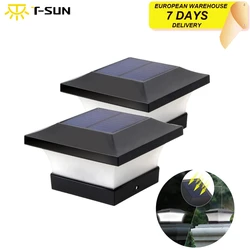 T-SUNRISE-Solar Fence Light para decoração de jardim, lâmpada ao ar livre, portão, pátio, casa de campo, IP65, 1Pc, 2 Pcs, 4Pcs