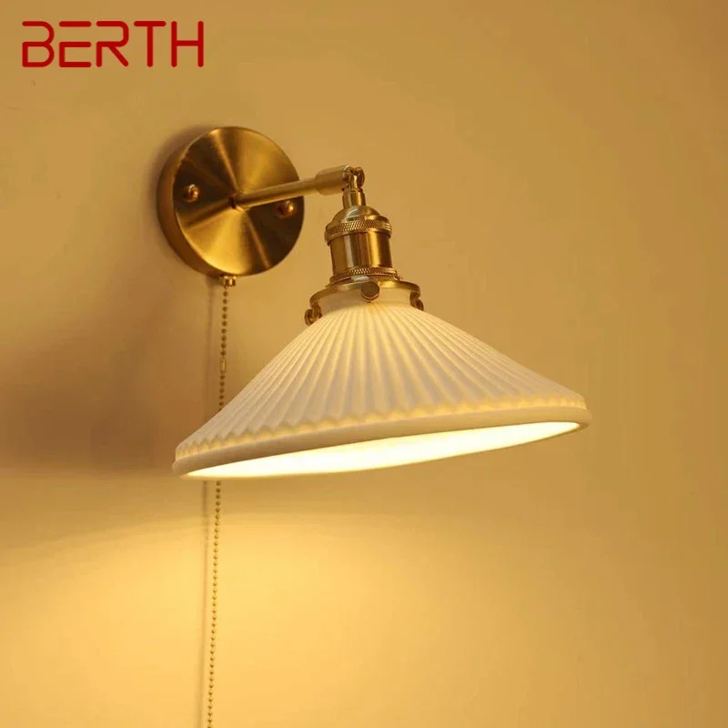 

BERTH Nordic Brass Wall Lamp Indoor Living Room Bedroom Bedside Lamp Modern Hotel Corridor Hallway Wall Lamp