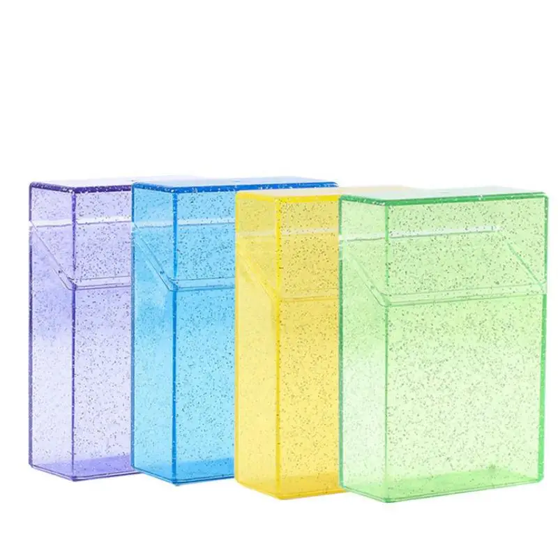 1pc Plastic Clear Thick Cigarette Case Shining Cigarettes Box Portable Cigarette Holder Container for Smoker